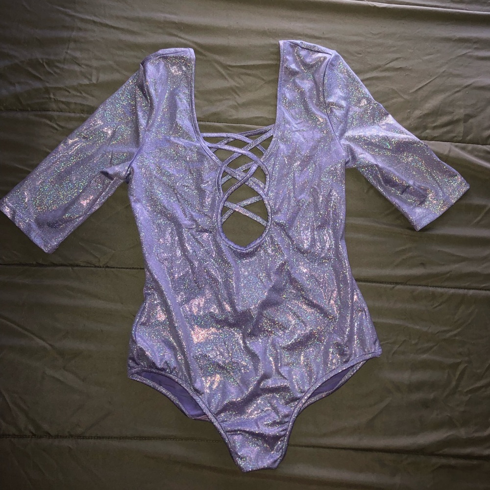 iHeartRaves sparkly purple bodysuit